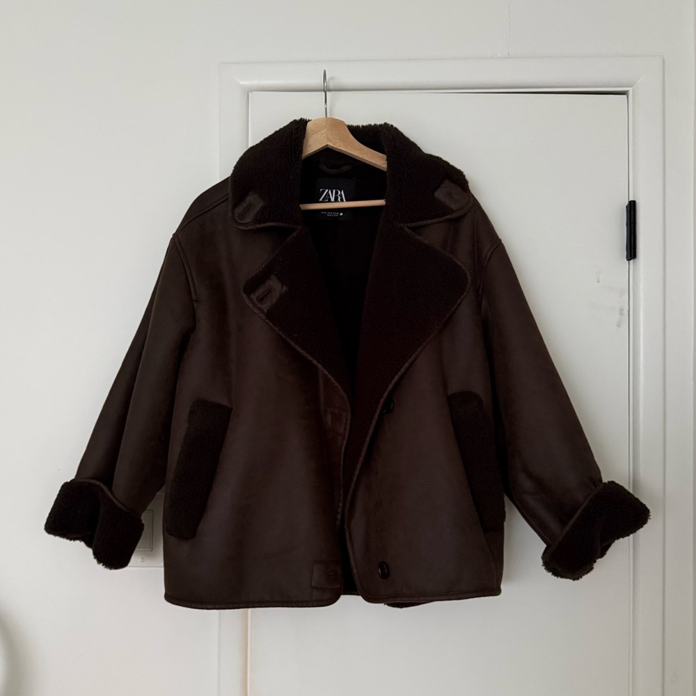 Zara Dark Brown Shearling Coat